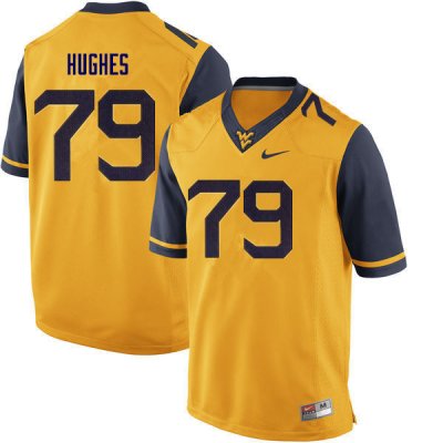 Men's West Virginia Mountaineers NCAA #79 John Hughes Gold Authentic Nike Stitched College Football Jersey BW15R33KL